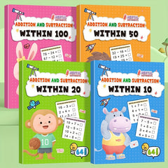 4pcs Math Workbooks Kids 6 10 Daily Practice Colorful Exercises Improve Skills