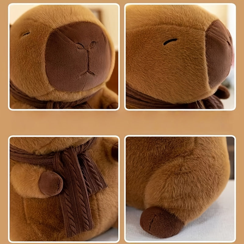 Capybara Plush Stuffed Animal with Scarf Soft Brown Furry Capybara