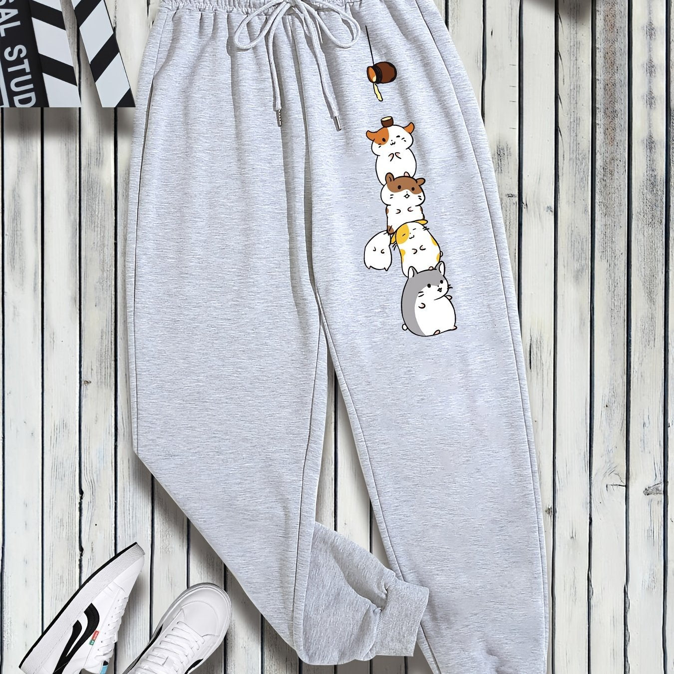  Animal Print Drawstring Sweatpants Women's Plus Elastic Sweatpants