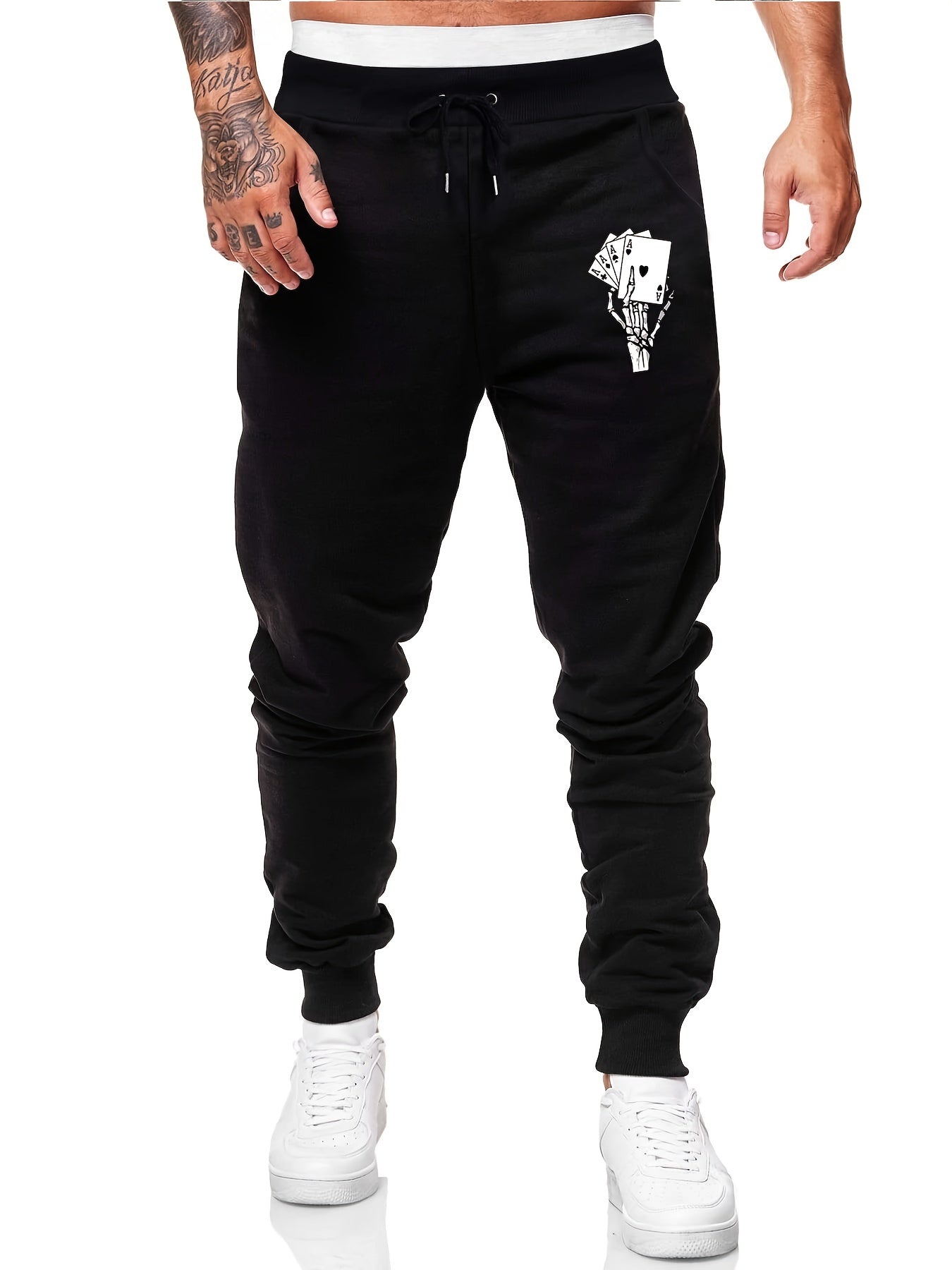 Skeleton Hand Graphic Sweatpants Men's Casual Jogger Pants