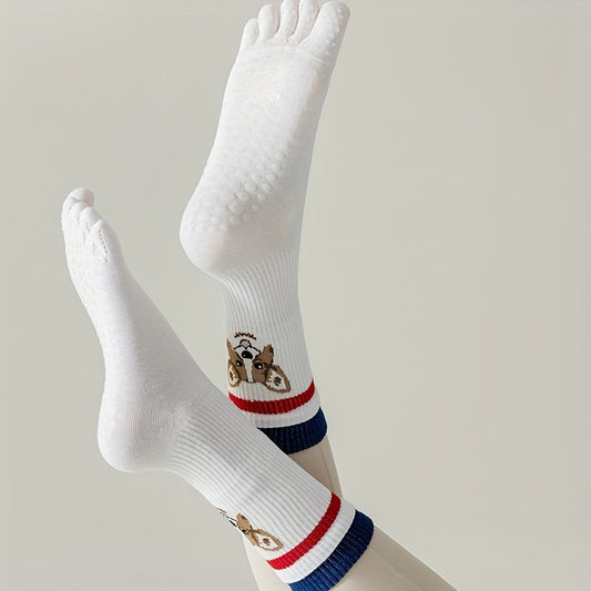 Non Slip Yoga Socks with Towel Bottom for Pilates Barre Ballet