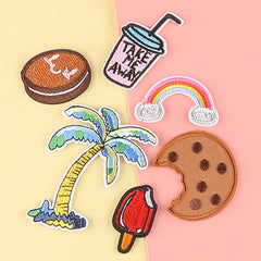 6pcs Cartoon Coconut Tree Cookies Embroidered Patch for Jacket