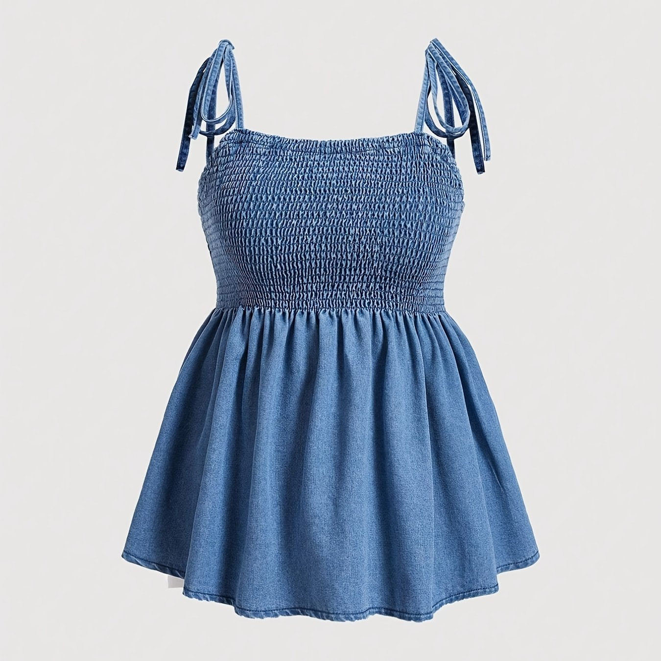 Sexy Denim Plus Top Tie Shoulder Stretch Cami