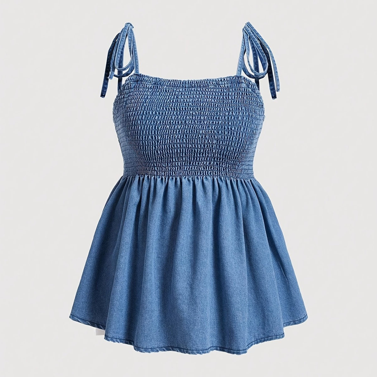 Sexy Denim Plus Top Tie Shoulder Stretch Cami