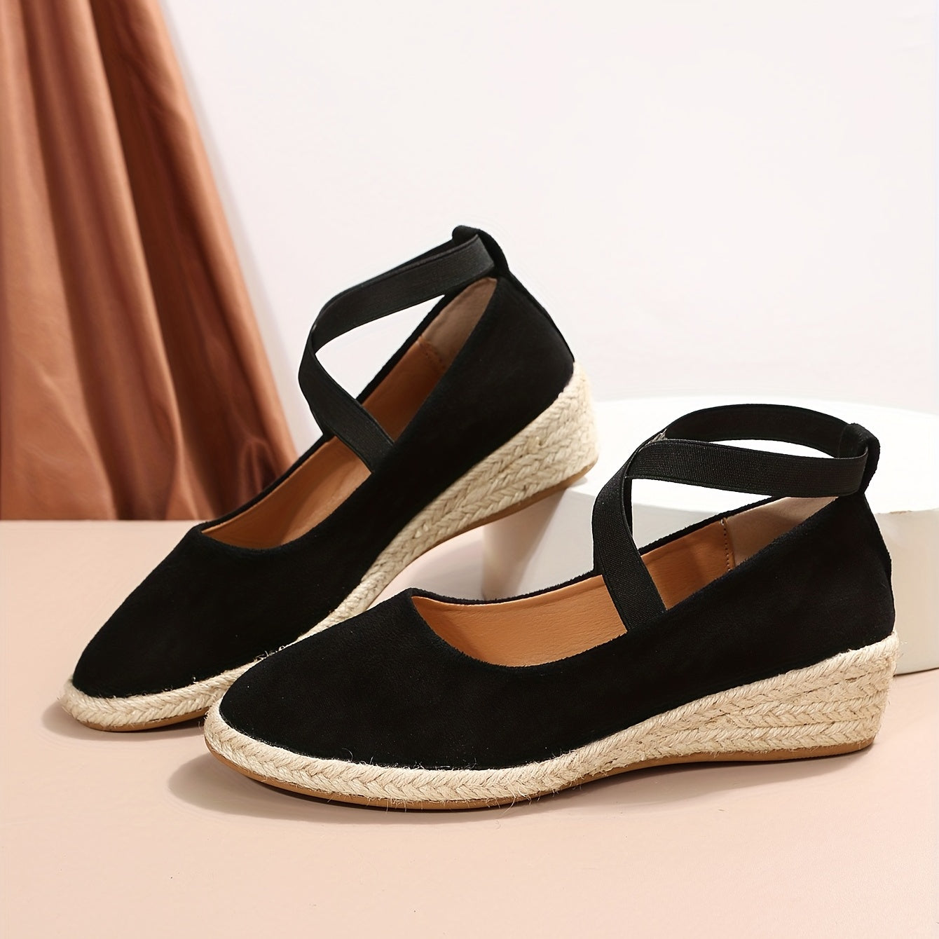 Women's Cross Strap Wedge Espadrilles Anti-skid Heels