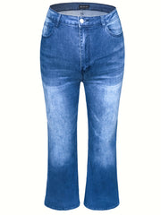 Flared Leg High Rise Stretch Jeans for Plus Size Women