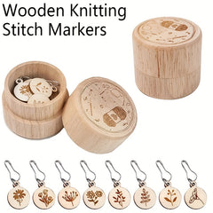 8pcs Wooden Crochet Stitch Markers with Storage Box Knitting Tools Ac