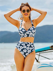 Halter High Waist Bikini Set Backless Swimwear