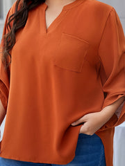  Casual Blouse Womens Solid Roll Up Long Sleeve