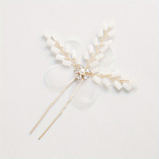 Bridal Fabric Hairpin Jade Crystal Hairpin Wedding Dress Accessories