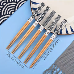 5Pairs Bamboo Chopsticks Set Retro Style Sushi Chopsticks