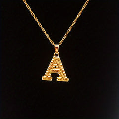 Golden A Initial Necklace Stainless Steel Alphabet Pendant