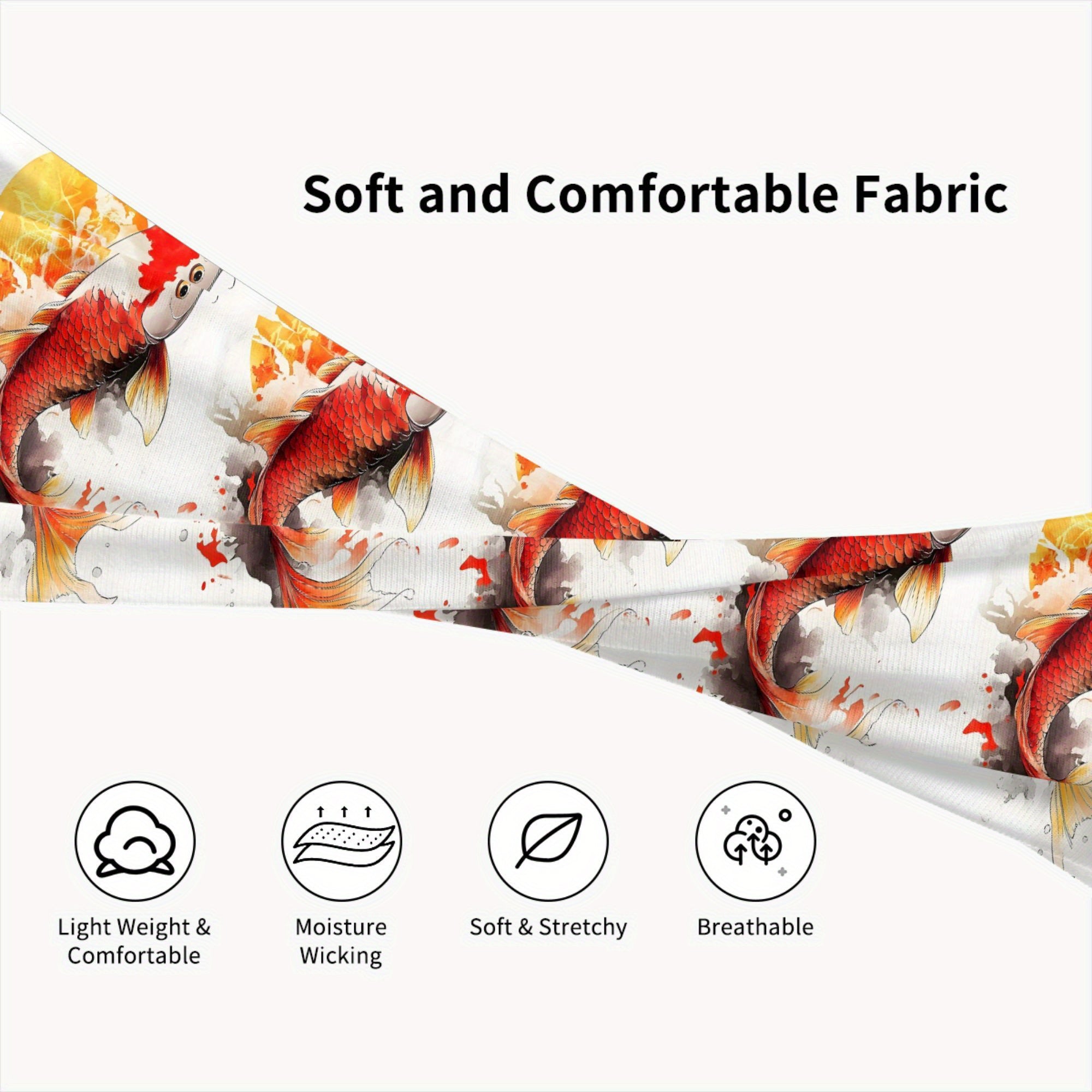 Koi Fish Sports Headband Sweat Wicking Stretchy Breathable Polyester