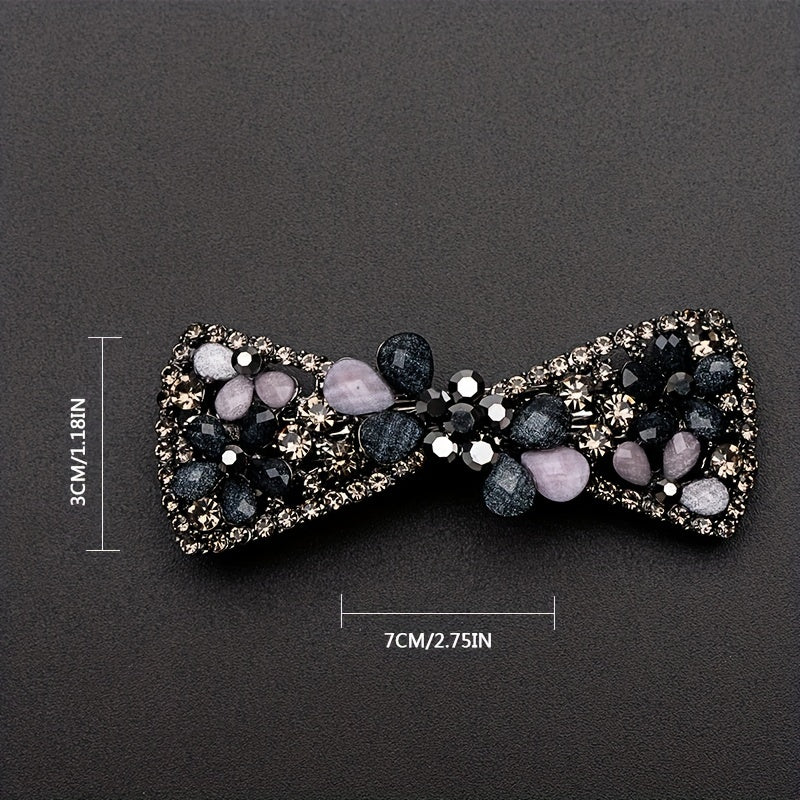 Vintage Rhinestone Flower Side Clip French Barrette Hair Accessories