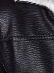 Men's PU Leather Outdoor Jacket Windproof Warm Fleece Coat