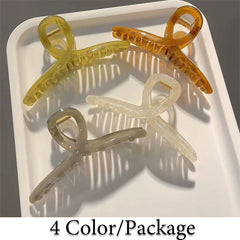 4pcs Transparent Hair Grab Clip Large Solid Hairpin Strong Hold
