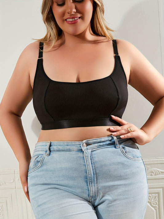 Plus Size Solid Ribbed Cut Out Bralette
