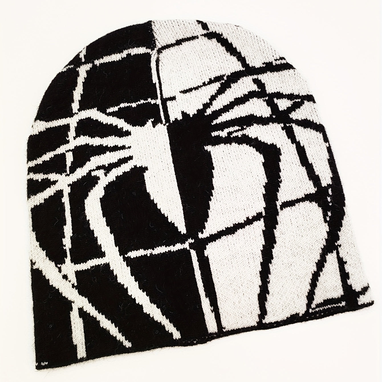Spider Web Jacquard Beanie & Warm Knit Hat Hip Hop Knitted Skull Cap