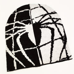 Spider Web Jacquard Beanie & Warm Knit Hat Hip Hop Knitted Skull Cap