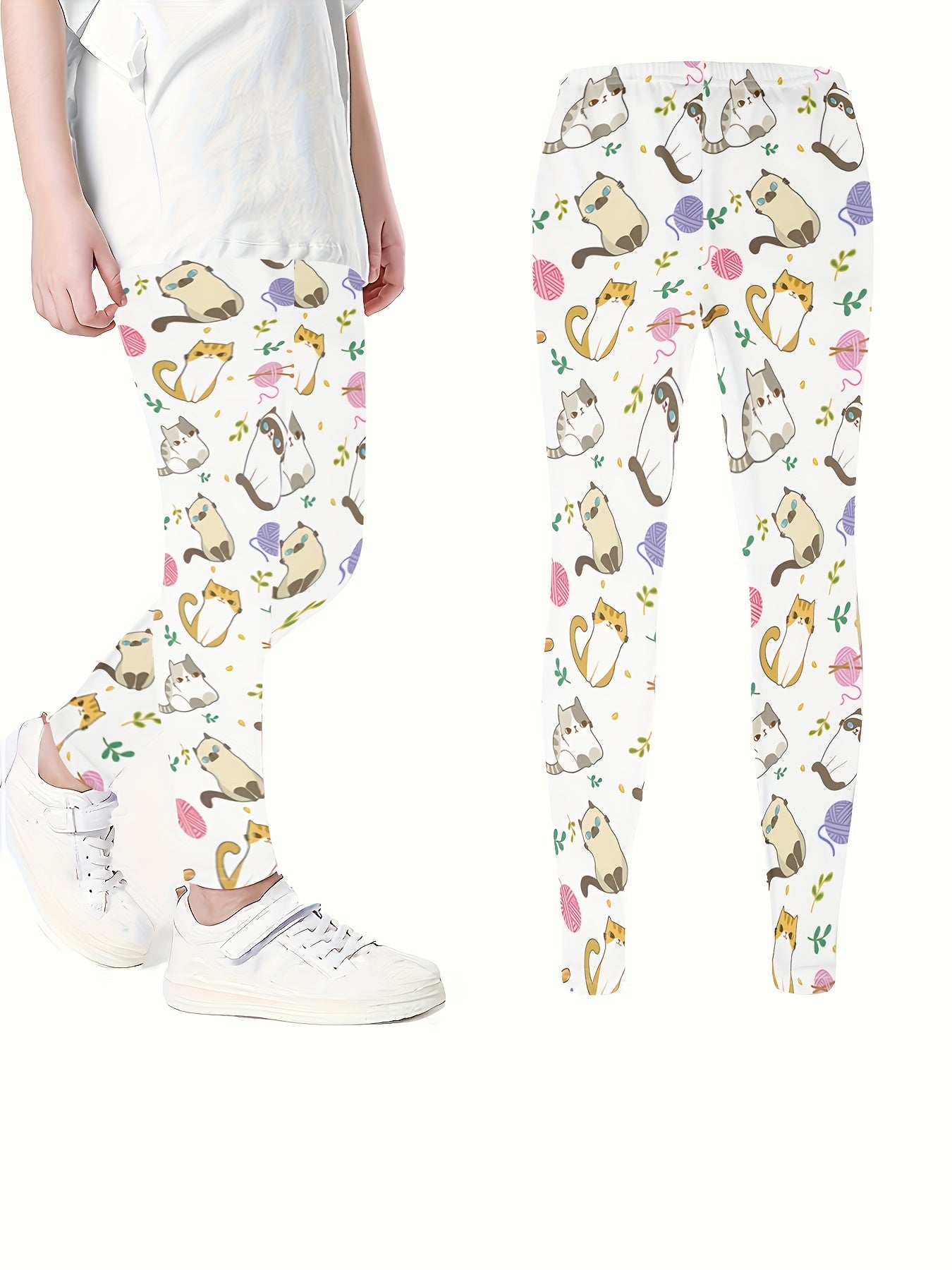Dalmatian Print Girls Sports Leggings Elastic Tight Pants