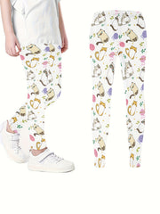 Dalmatian Print Girls Sports Leggings Elastic Tight Pants