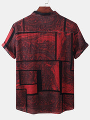 Casual Beach Style Square Graphic Cotton T-Shirt for Summer