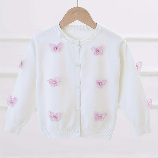 Girls' Butterfly Appliques Cardigan Coat Spring/Fall Clothes