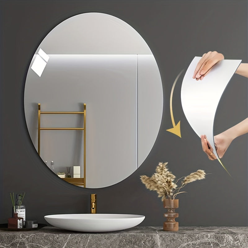Oval Mirror Sticker Acrylic Wall Mounted HD Bathroom Decor