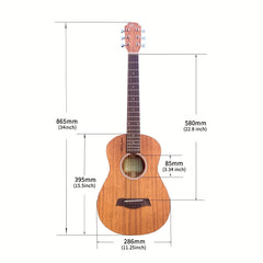 TG100MAX PRO VI All Solid Mahogany Small Body Acoustic Travel Guitar
