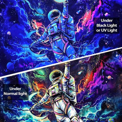 Blacklight Astronaut Space Tapestry UV Reactive Glow Dark Tapestries