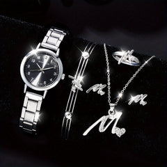 6pcs Faux Diamond Music Sign Watch Set