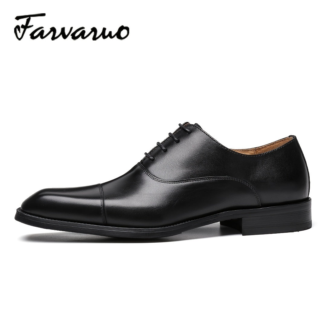 FARWARWO Men's Cap Toe Leather Oxford Shoes Pointed Toe Formal Dress Shoes