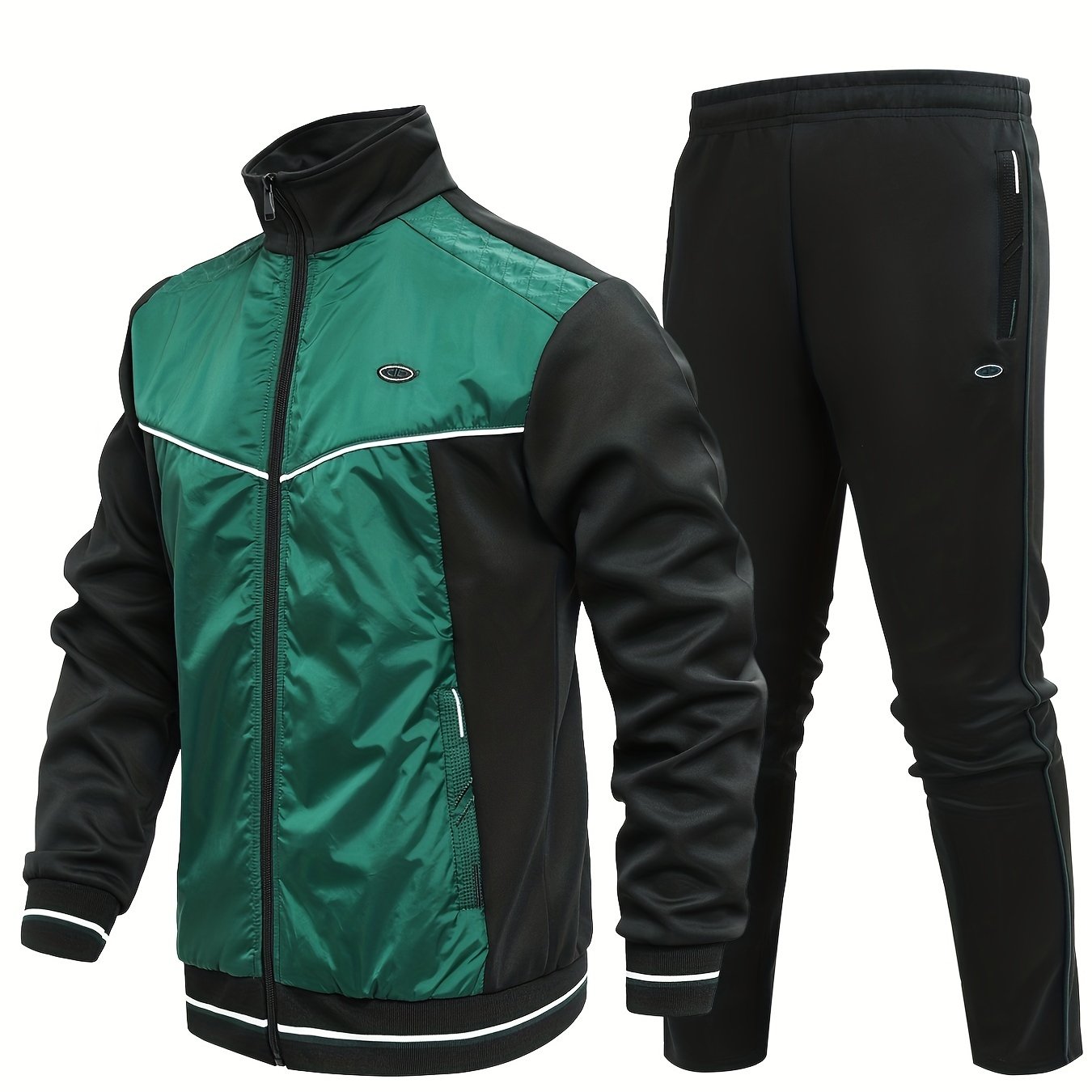 Men's Stand Collar Sports Jacket & Comfy Pants Set for Fall Winter