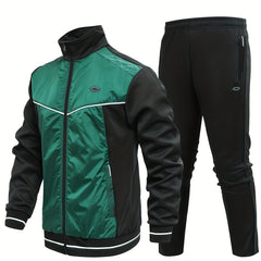 Men's Stand Collar Sports Jacket & Comfy Pants Set for Fall Winter