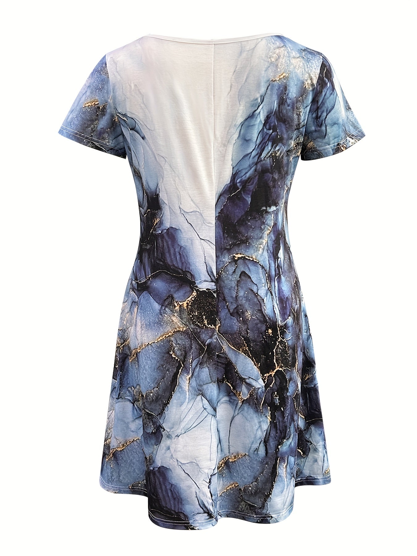 Women's Plus Marble Print V Neck Stretch Dress