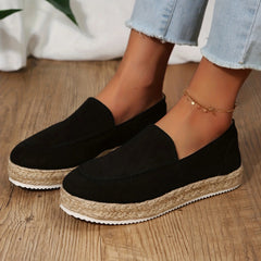 Women's Platform Espadrille Loafers Round Toe Slip-On Flats