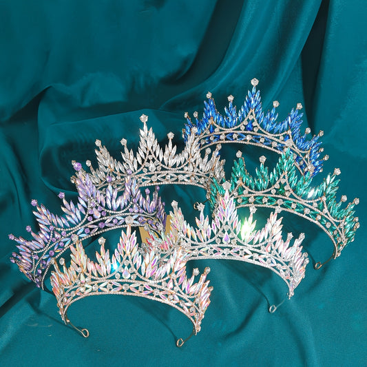 Vintage Multicolor Golden Wedding Crown Headband