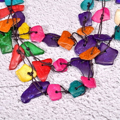 Boho Colorful Wooden Beads Multilayer Necklace