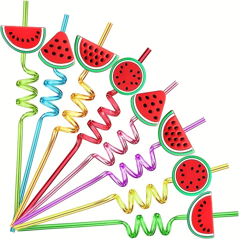 Watermelon Fruit Drinking Straws 4pcs for Hawaiian Birthday Decor