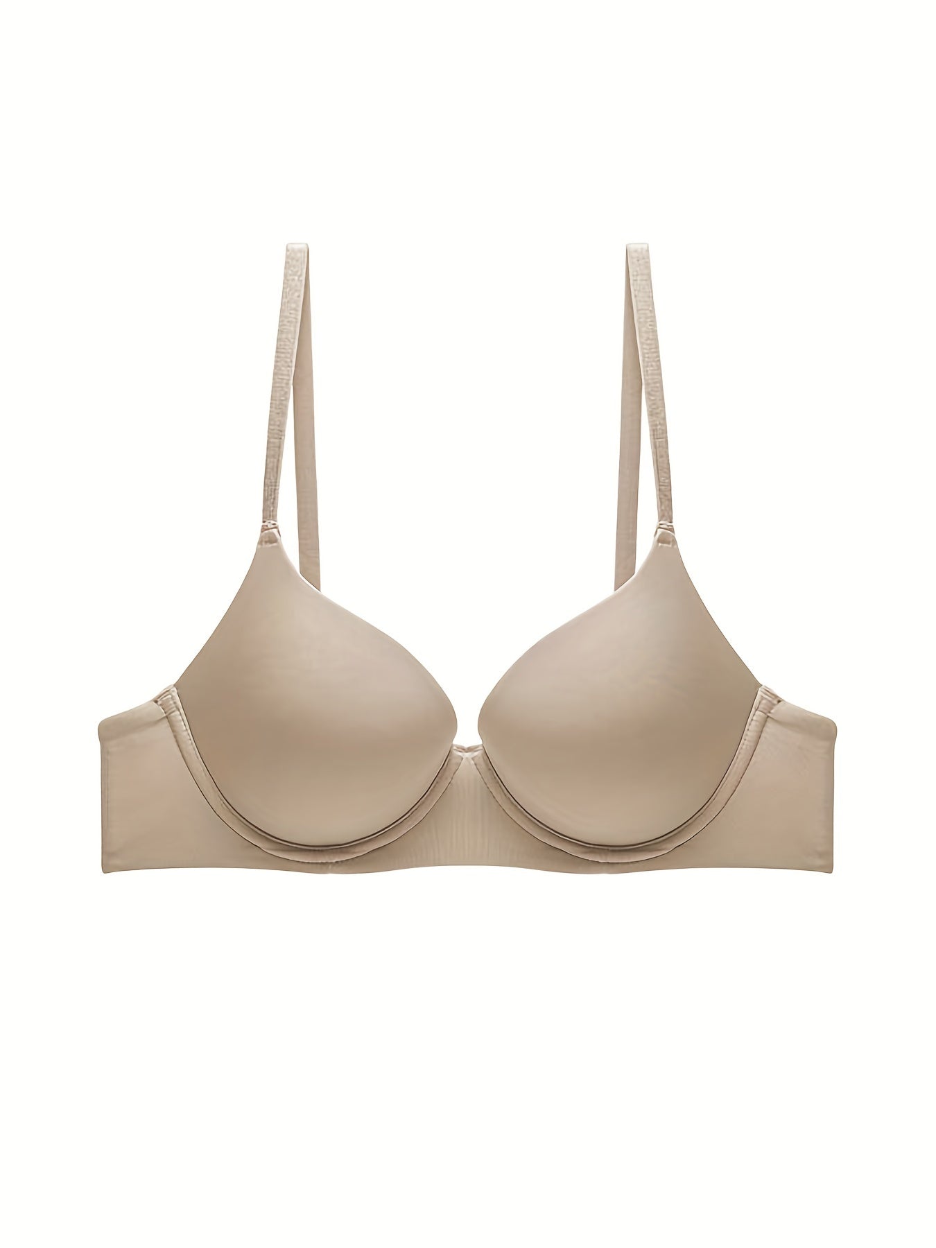 Glossy Mold Cup Push Up Bra Breathable Knitted Fabric Intimates Lingerie
