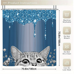 4pcs Cat Shower Curtain Set with Bathroom Decor