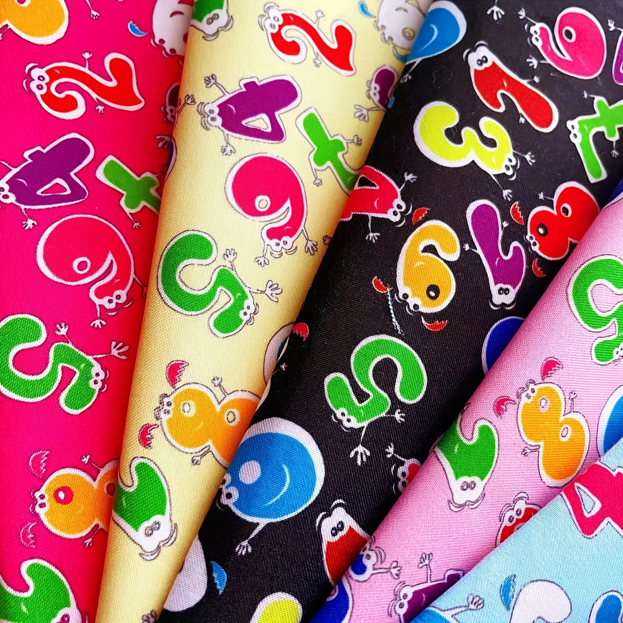 8pcs Number Theme Fabric Fat Quarter DIY Sewing Supplies