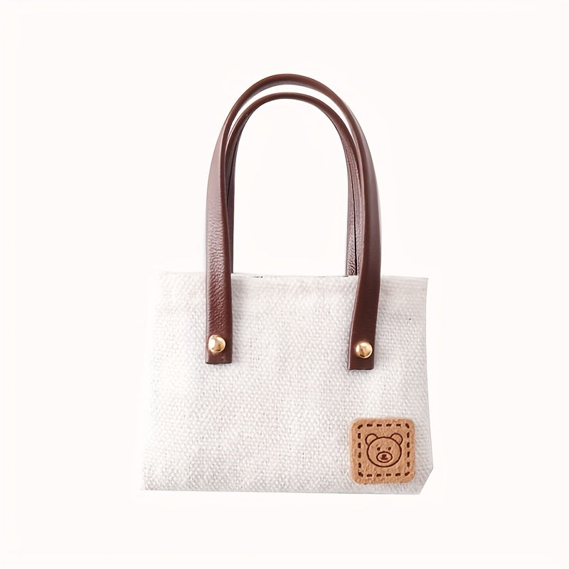 1:12 Dollhouse Canvas Shoulder Bag with Golden Hardware