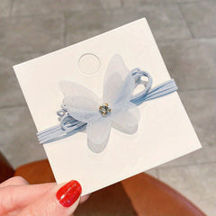 2pcs Organza Butterfly Hair Tie Faux Pearl Hair Rope Elastic Hair Accessories