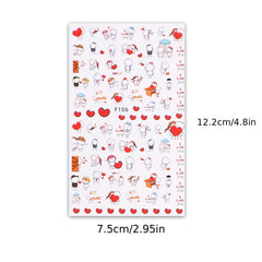 6 Sheets Heart Nail Art Stickers Self Adhesive Cartoon Decals