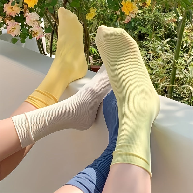 5 Pairs Solid Lightweight All-match Women's Socks