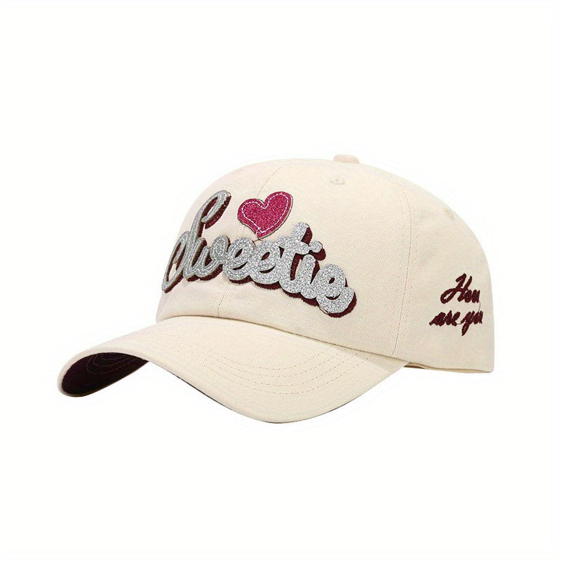 Y2K SWEET Patch Baseball Cap Cartoon Heart Sunshade Dad Hat