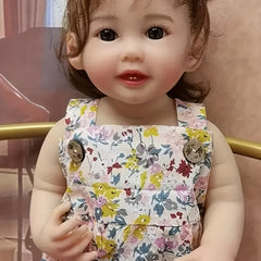 22" Soft Touch Full Vinyl Reborn Baby Smiling Girl Doll