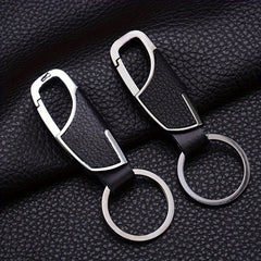 Men's Leather Keychain Metal Car Key Pendant