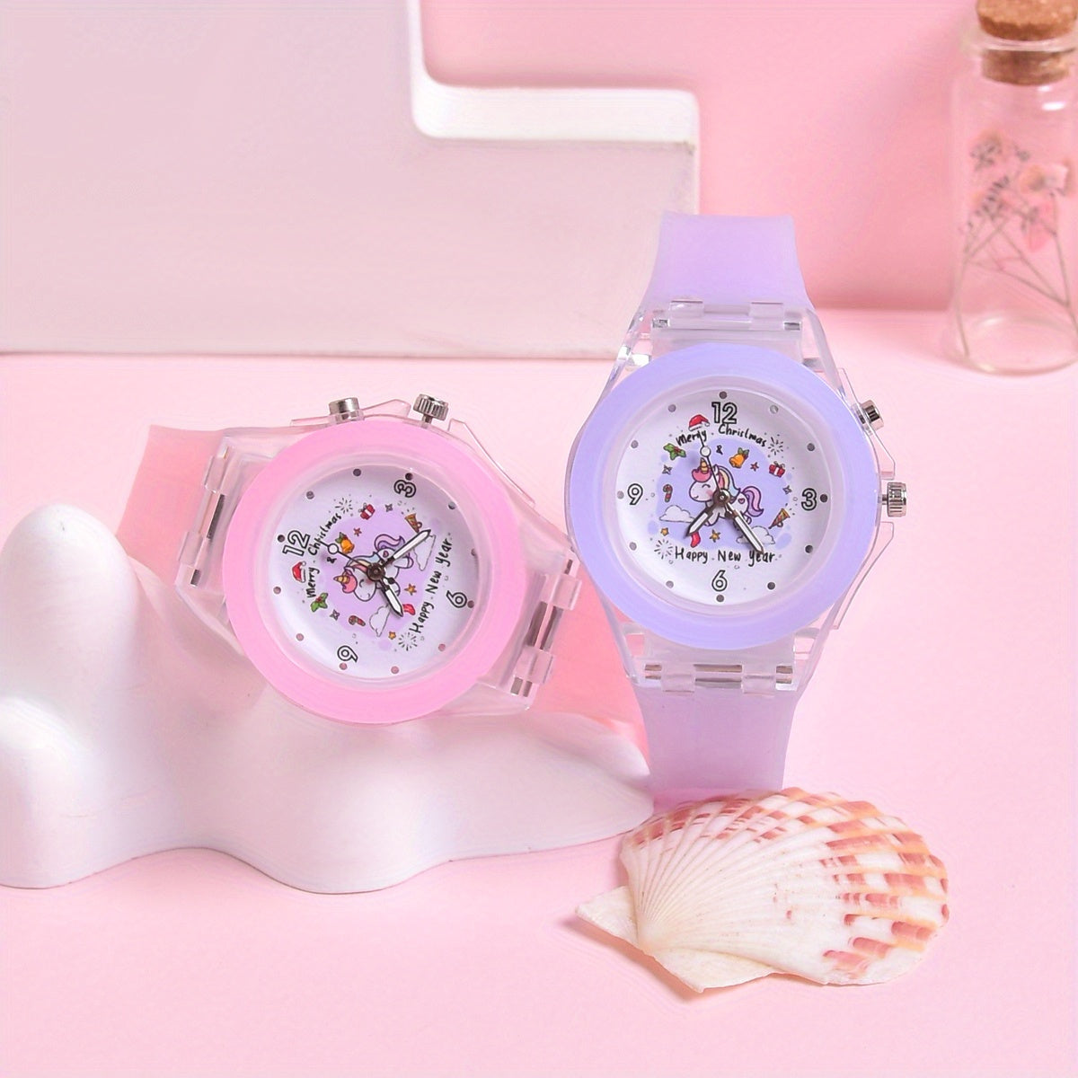 Girls' Reindeer Light Up Watch Set with Silicone Strap